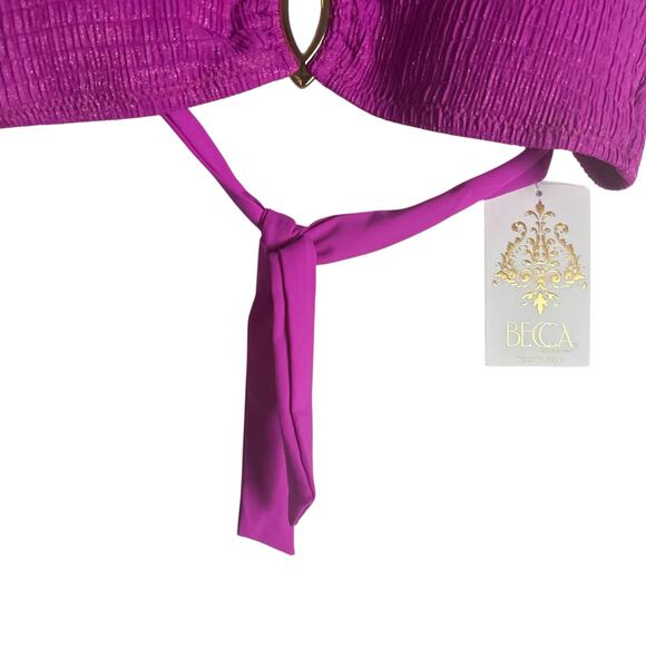 Becca Vivid Pink Stephanie Tie Back Bralette Bikini Swimsuit Top Size Small - Picture 5 of 8